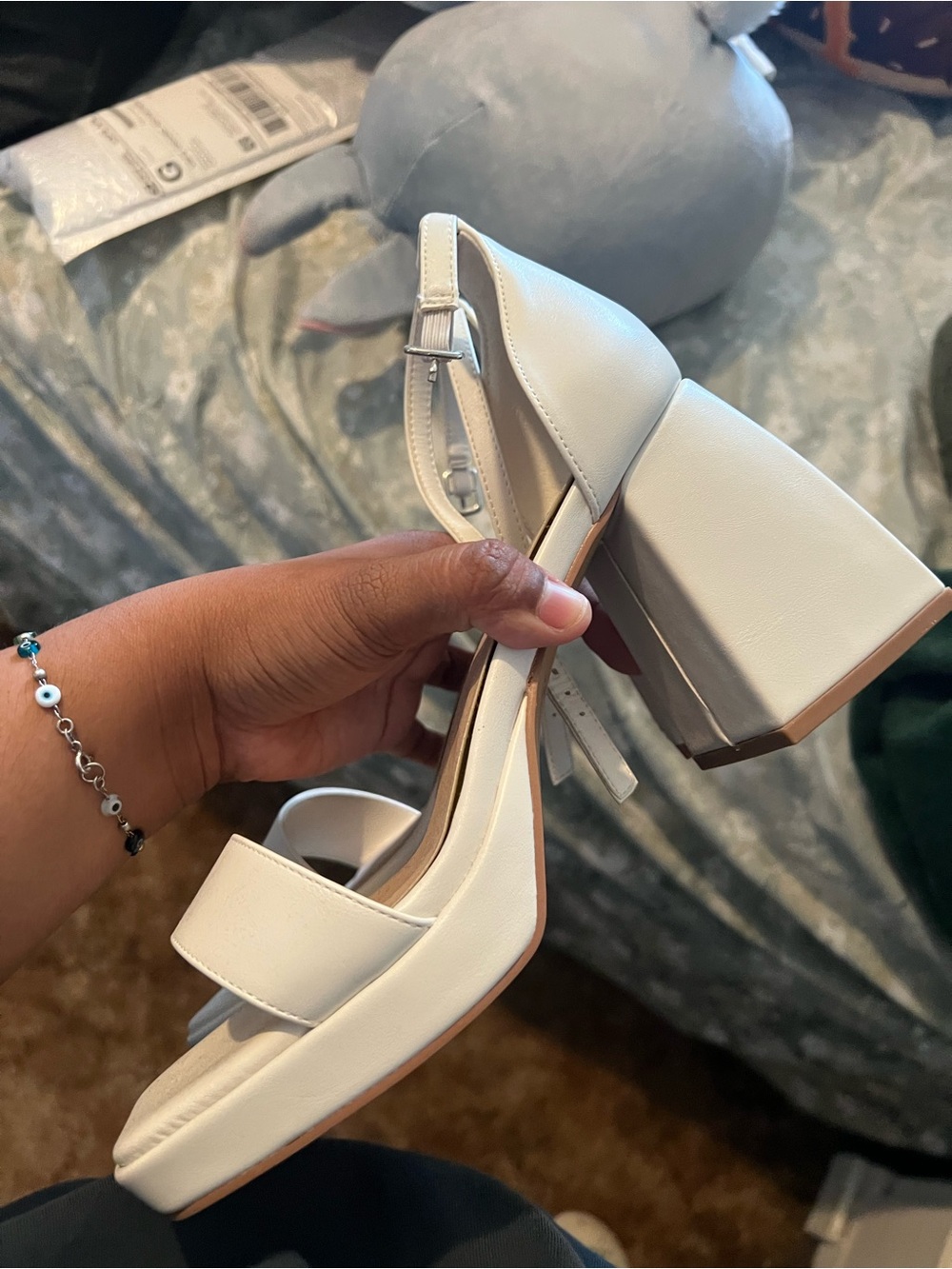 White Ankle-Strap Block Heel Sandals - Classic Women’s Summer Shoes